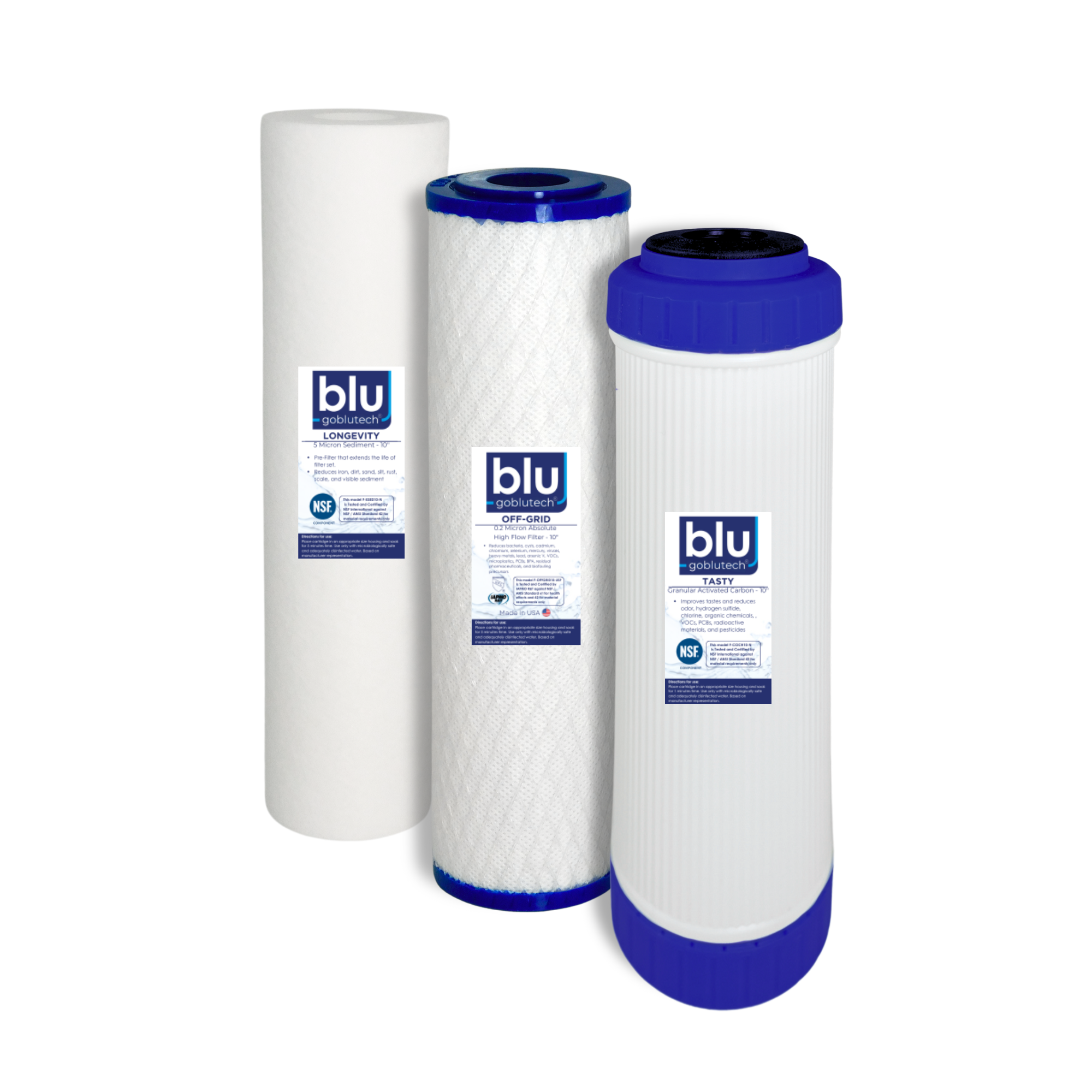3 Stage "OFF-GRID" UPGRADE Water Filter Recharge Pack | 10-inch