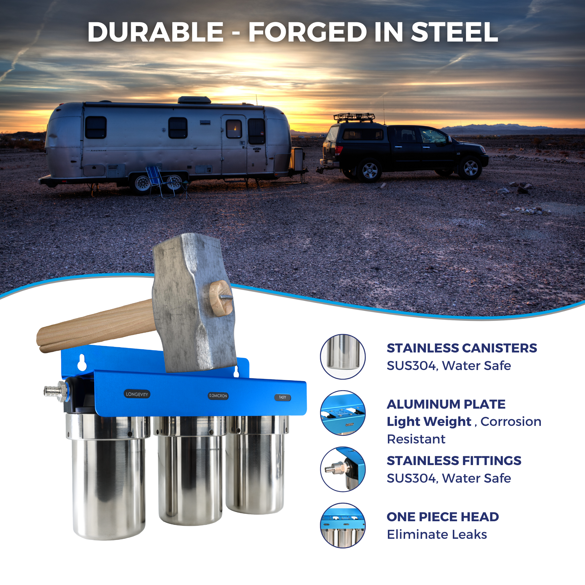 TRIO | Fixed Mounted 3-Stage 5-Inch Water Filtration System