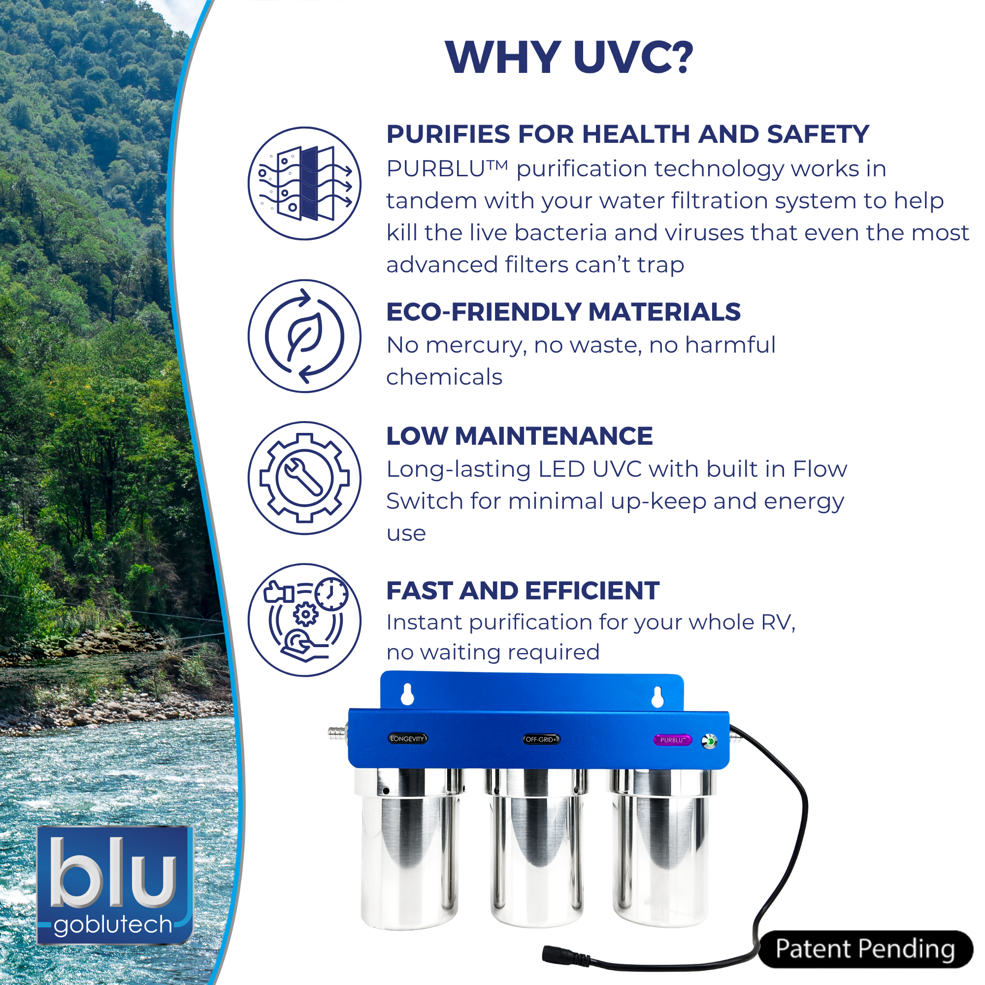 PURBLU™ TRIO LED UVC 4-Stage RV Water Filtration & Purification System