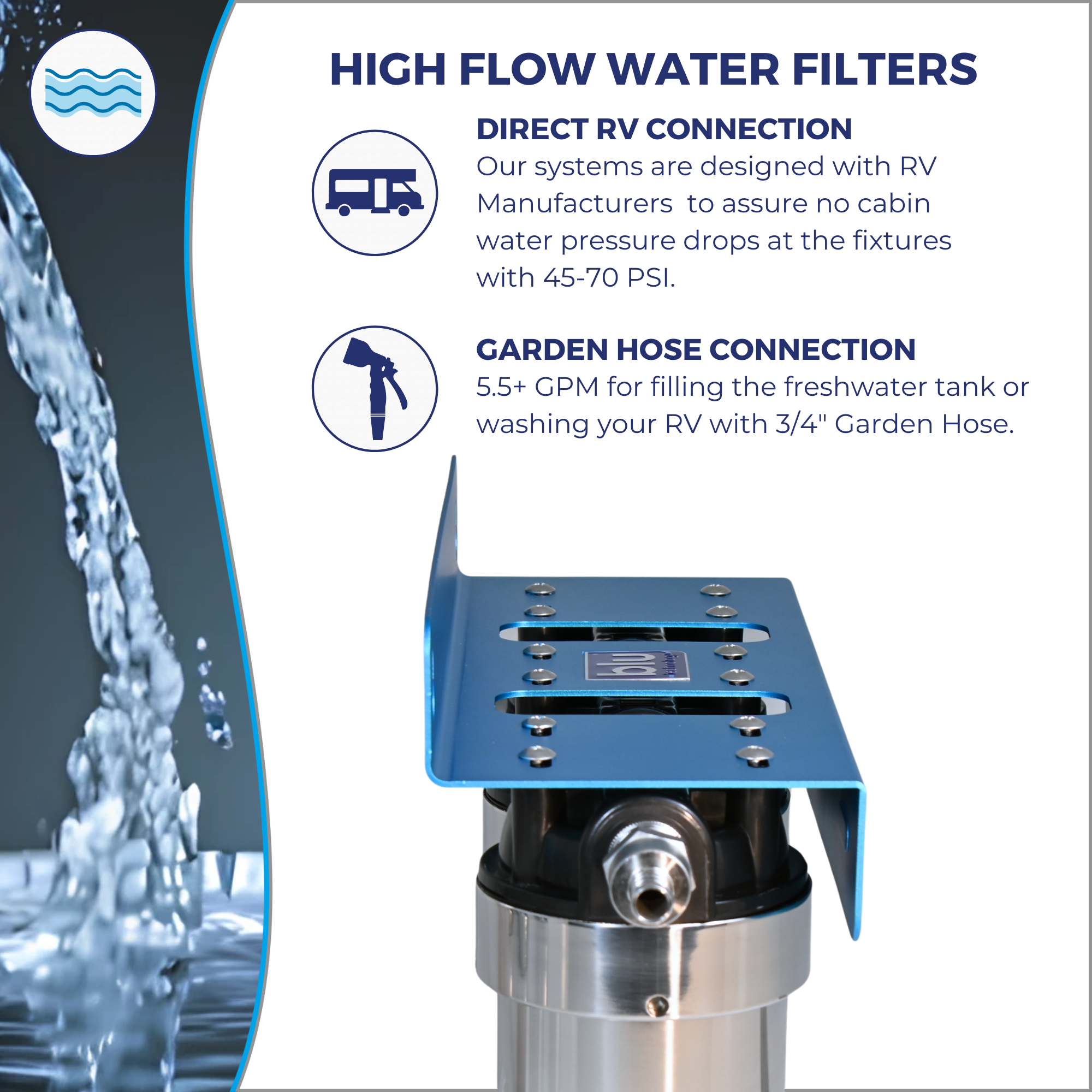 TRIO | Fixed Mounted 3-Stage 10-Inch Water Filtration System