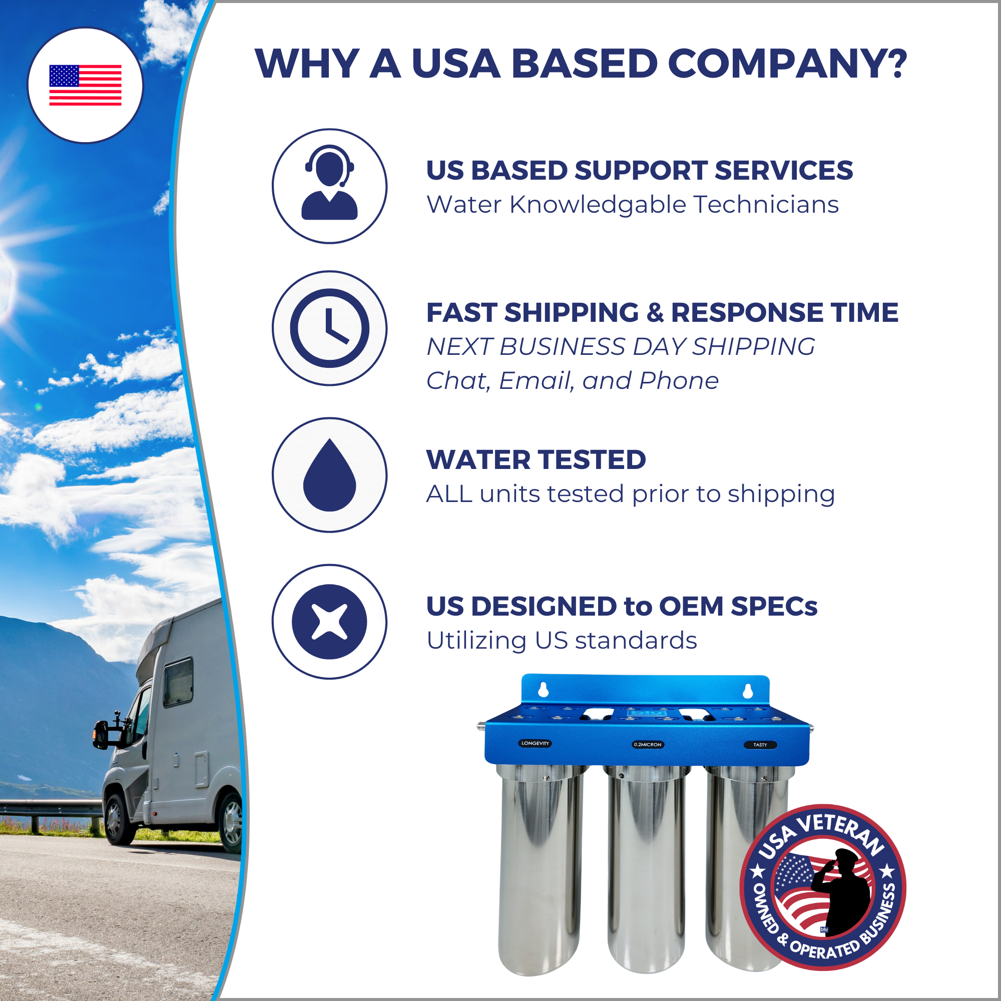 TRIO | Fixed Mounted 3-Stage 10-Inch Water Filtration System