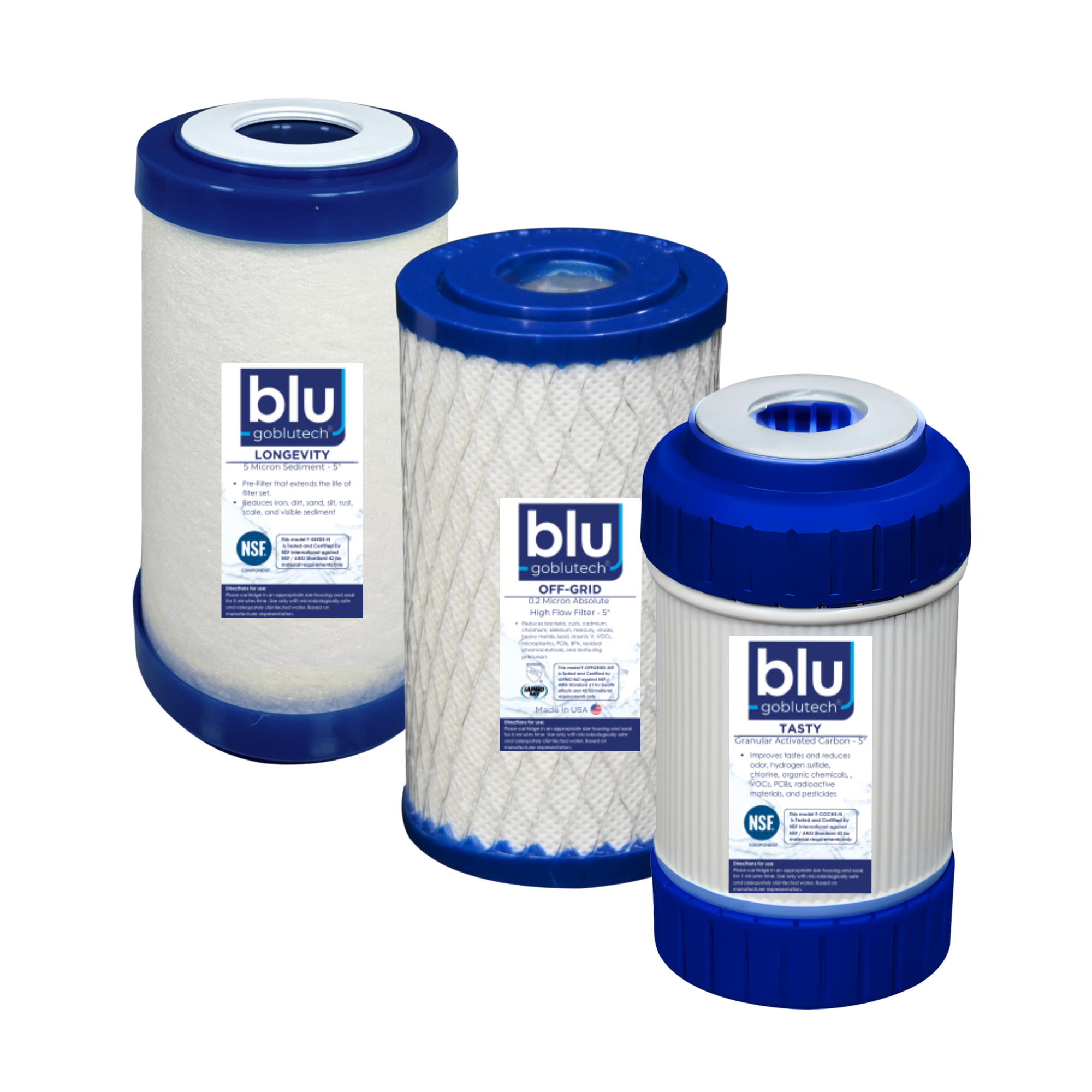 3 Stage "OFF-GRID" UPGRADE Water Filter Recharge Pack | 5-inch