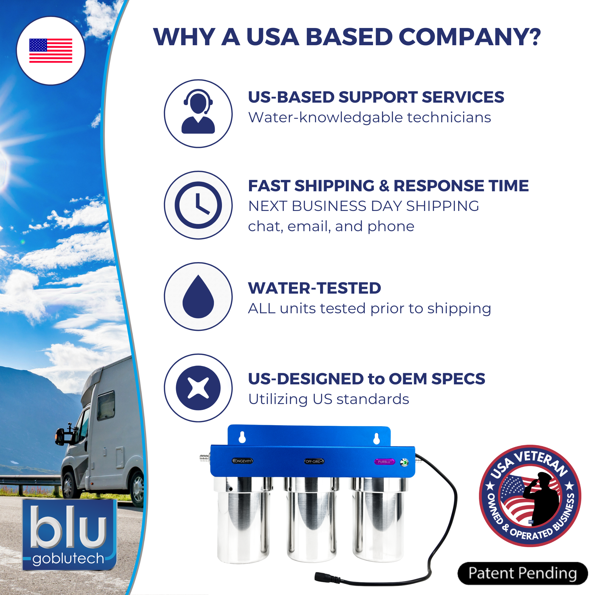 PURBLU™ TRIO LED UVC 4-Stage RV Water Filtration & Purification System