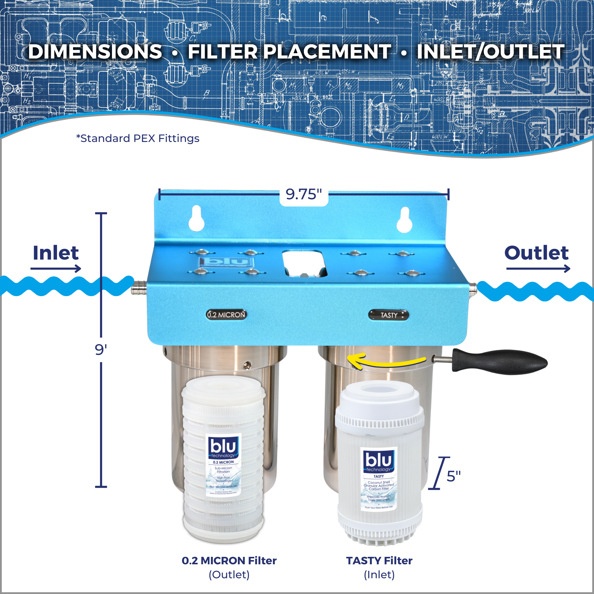 DUO | Fixed Mounted 2-Stage 5-Inch Water Filtration System