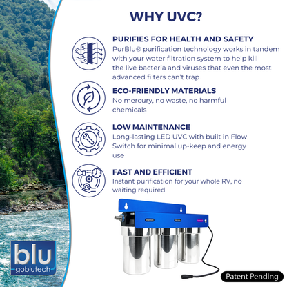 PURBLU® TRIO LED UVC 4-Stage RV Water Filter & Purification System