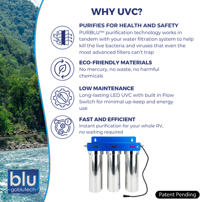 PURBLU™ TRIO XLt LED UVC 4-Stage RV Water Filtration & Purification System