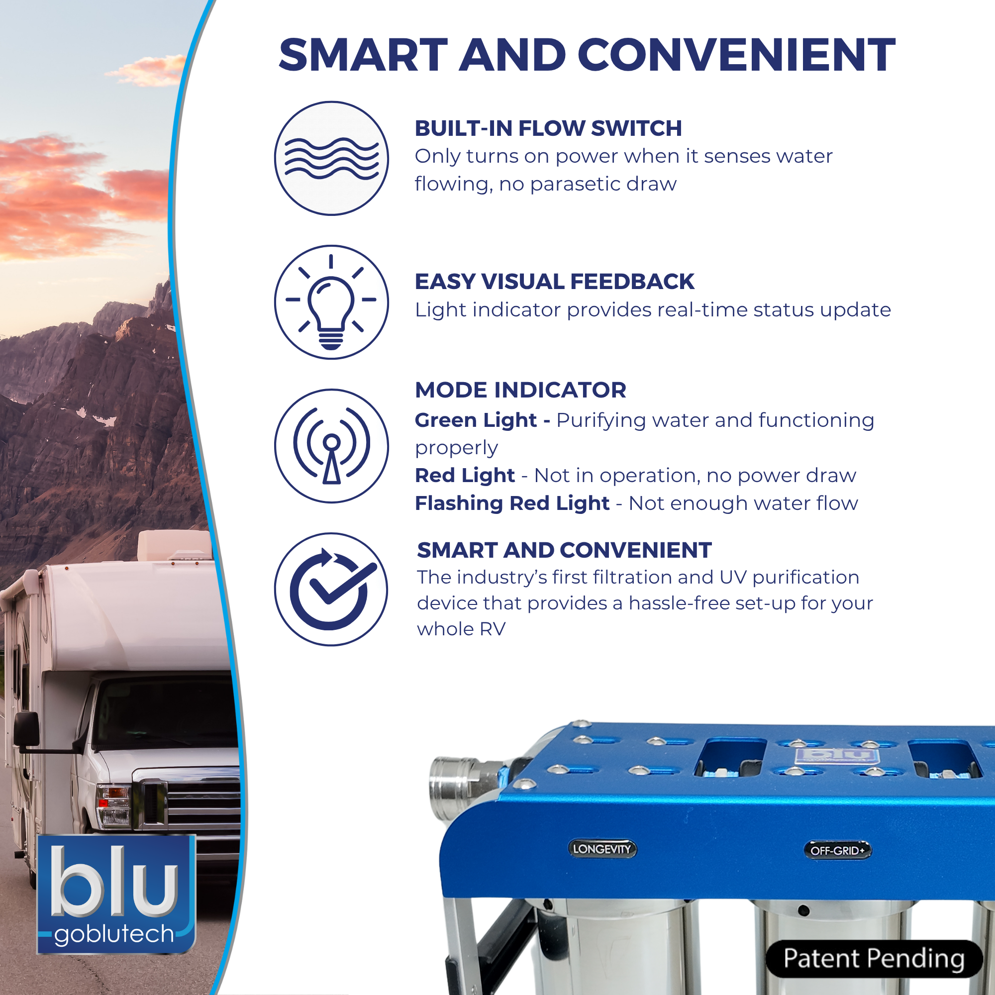 PURBLU® AR3 LED UVC 4-Stage RV Water Filtration & Purification System