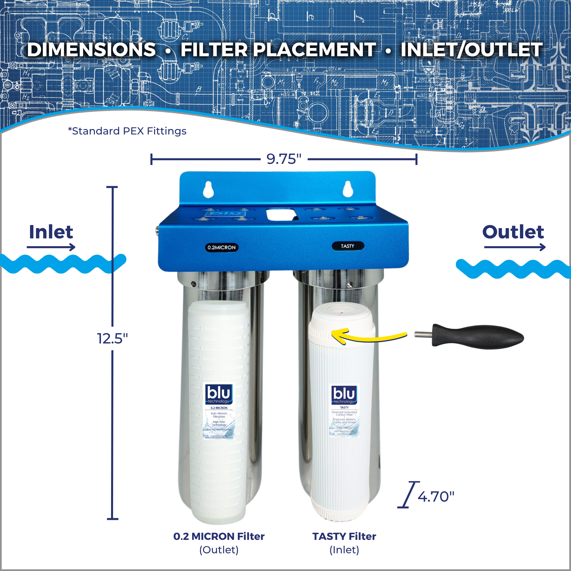 DUO | Fixed Mounted 2-Stage 10-Inch Water Filtration System