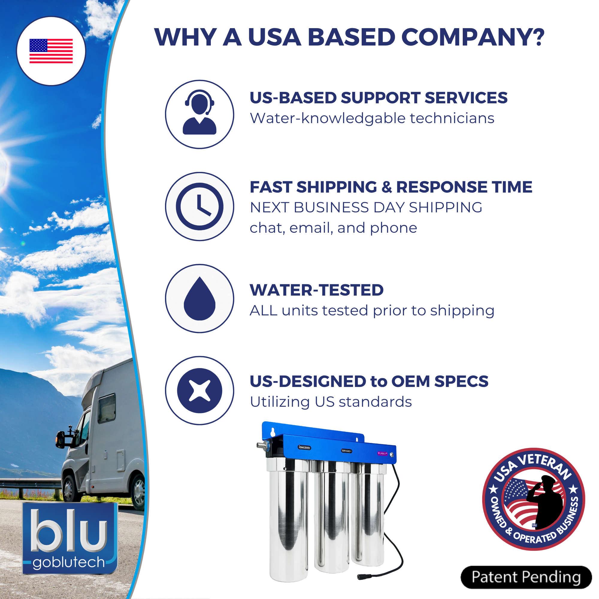 PURBLU® TRIO XLt LED UVC 4-Stage RV Water Filter & Purification System