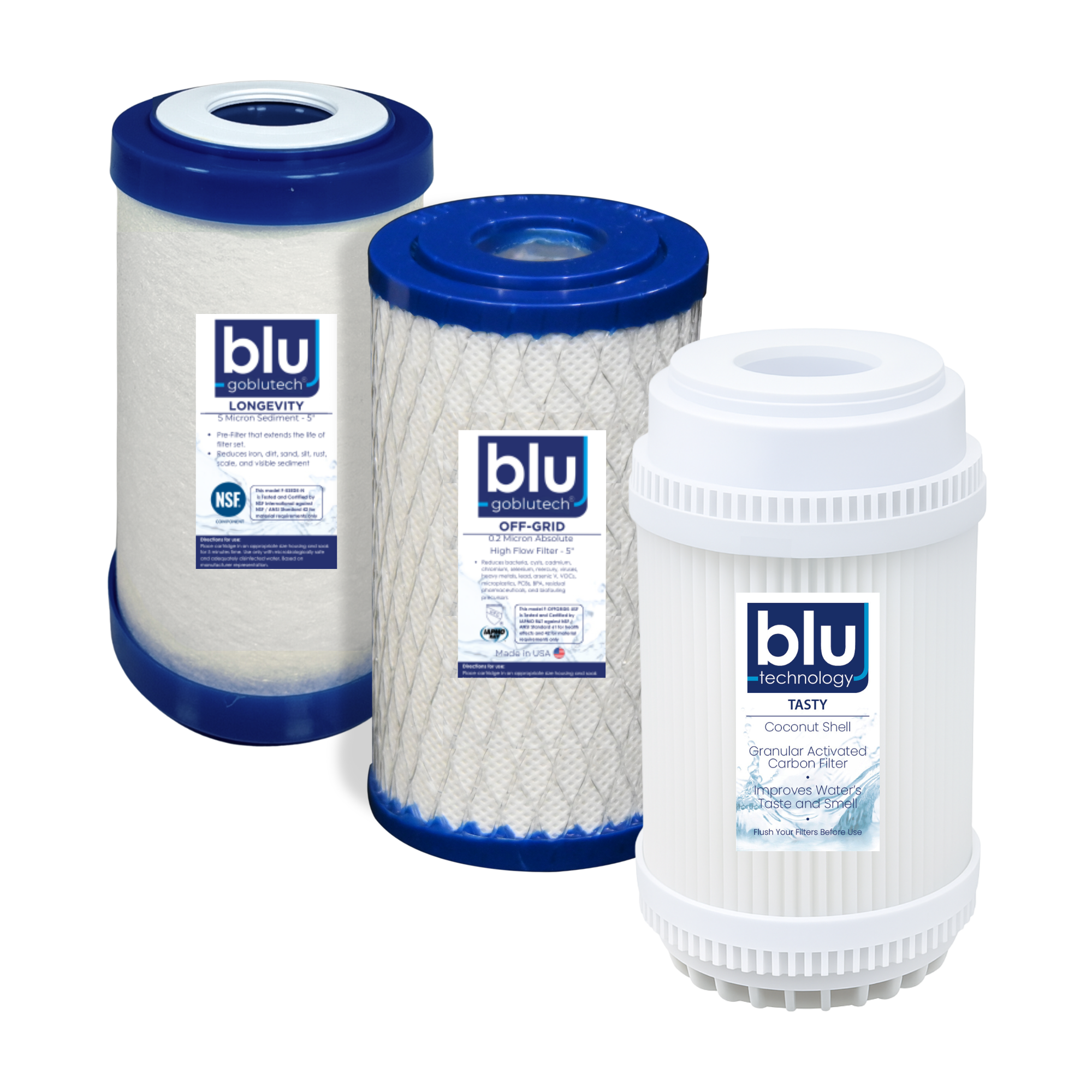 3 Stage "OFF-GRID" UPGRADE Water Filter Recharge Pack | 5-inch